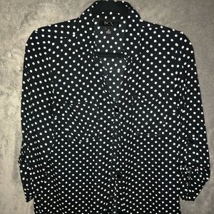 BCX blouse. Polyester. Polka dots.